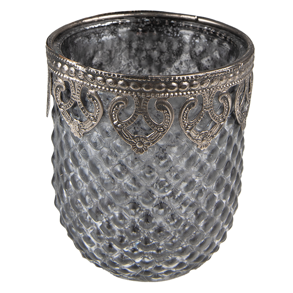 Glass Tea Light Houder Grey Ø 8x9 cm