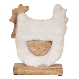 [6H2162L] Statua Decorativa Gallo Bianco, Marrone 18x5x21 cm
