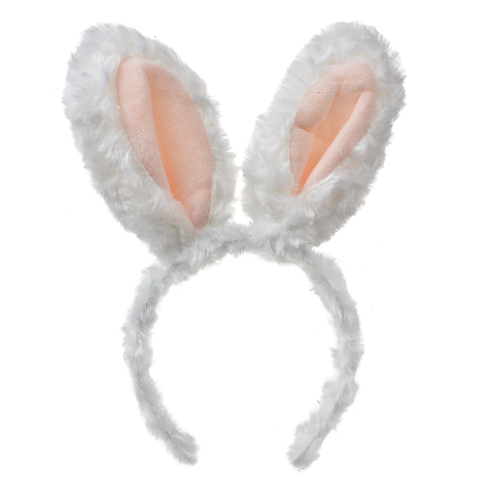 Bande de cheveux avec oreilles Blanc Rose 13x3x27 cm