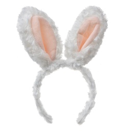 [65686] Bande de cheveux avec oreilles Blanc Rose 13x3x27 cm
