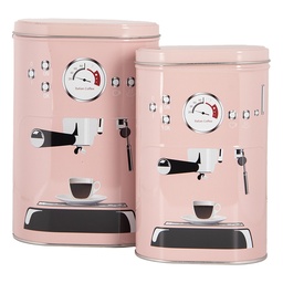 [6BL0142] Storage Box set of 2 Pink Black 20x13x9 / 18x11x7 cm