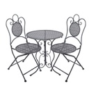 Bistro Set Table Chairs (3 pcs) Grey Ø 60x71 / 50x40x93 cm (2)