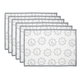 [LGC40] Tovagliette Americana (set di 6) Bianco Grigio 48x33 cm
