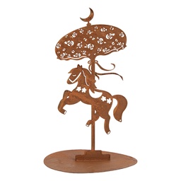 [6Y6142] Décoration Cheval Rose Blanc 35x16x38 cm