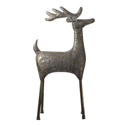 [5Y0921] Weihnachtsdeko Standbild Rentier Grau 45x15x79 cm