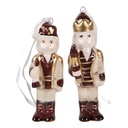 Decoration Pendant set of 2 Nutcracker Beige Red 3x3x10 cm