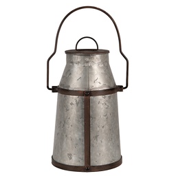 [6Y5408] Decorative Milk Can Grey Brown 21x20x31/44 cm
