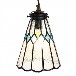 [5LL-6195] Hängelampe Tiffany Weiß, blau Ø 15x115 cm E14/max 1x40W
