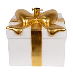 [6MG0106] Supporto per l'albero di Natale Bianco Color oro 36x35x33 cm