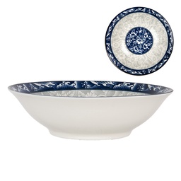 [6CEPS0001] Plat de service Blanc Bleu Ø 21x5 cm / 600 ml