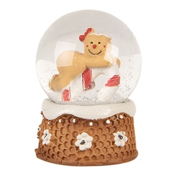 [66404] Schneekugel mit Lebkuchenmännchen Braun Beige Ø 5x7 cm