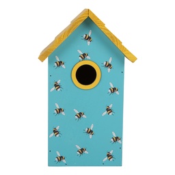 [6H2444] Vogelhaus Blau Gelb 15x10x22 cm