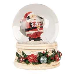 [66405] Schneekugel mit Weihnachtsmann Beige Rot Ø 5x6 cm