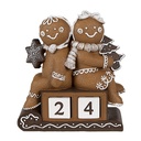 Dekoration Lebkuchenmännchen mit Kalender Braun Weiß 11x4x13 cm