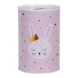 [6BL0164] Money box Pink White Ø 10x15 cm