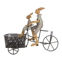 Décoration Lapin sur vélo Marron Bleu 28x12x23 cm