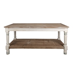 [5H0696W] Tisch Weiß Braun 180x70x85 cm