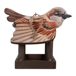 [6H2456] Mangeoire à oiseaux Marron Beige 17x25x21 cm