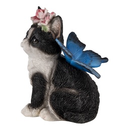 [6PR3353] Deko Katze Schwarz, Weiß 12x10x15 cm
