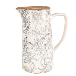 [6CE1921L] Dekorativer Krug Beige Grau 21x14x26 cm