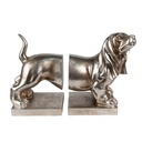 Buchstützen 2er Set Hund Silberfarbig 36x12x19 cm