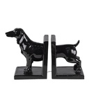 Buchstützen 2er Set Hund Schwarz 25x9x15 cm