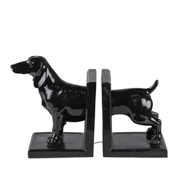 [6PR4623] Set fermalibri da 2 Cane Nero 25x9x15 cm