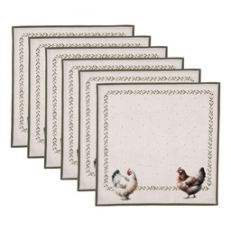 [BYC43] Serviettes de table en coton (set de 6) Beige Marron 40x40 cm