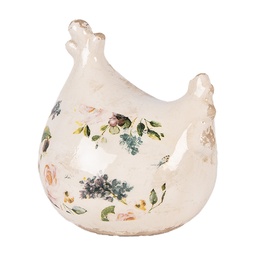 [6CE2404] Decoration Chicken Beige Pink 12x11x13 cm