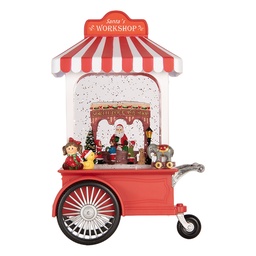 [6PR6177] Music box Ice cream cart with LED Red White 16x9x27 cm / 3xAA