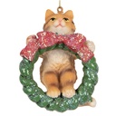 Dekoration Anhänger Katze Braun Grün 6x5x9 cm