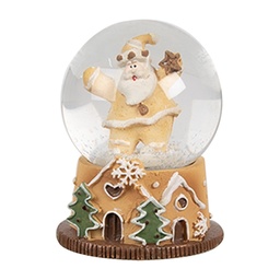[65764] Schneekugel Weihnachtsmann Braun Weiß Ø 5x6 cm