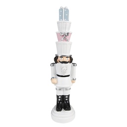 [6PR3696] Weihnachtsdeko Nussknacker Weiß 8x7x33 cm