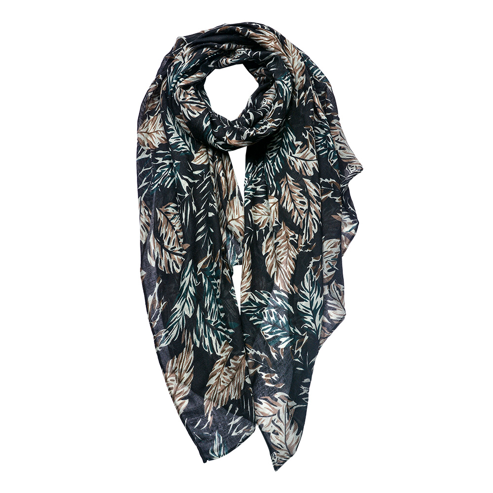 Scarf Women Print Black, Grey 90x180 cm