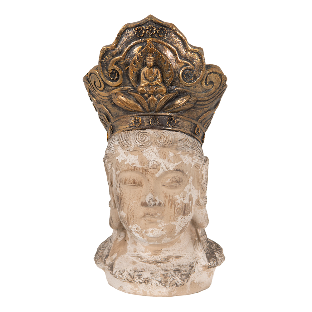 Deko Buddha Braun, Weiß 12x9x22 cm