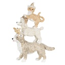 Weihnachtsdeko Standbild Hunde und Katze Grau, Beige, Weiß 12x4x17 cm