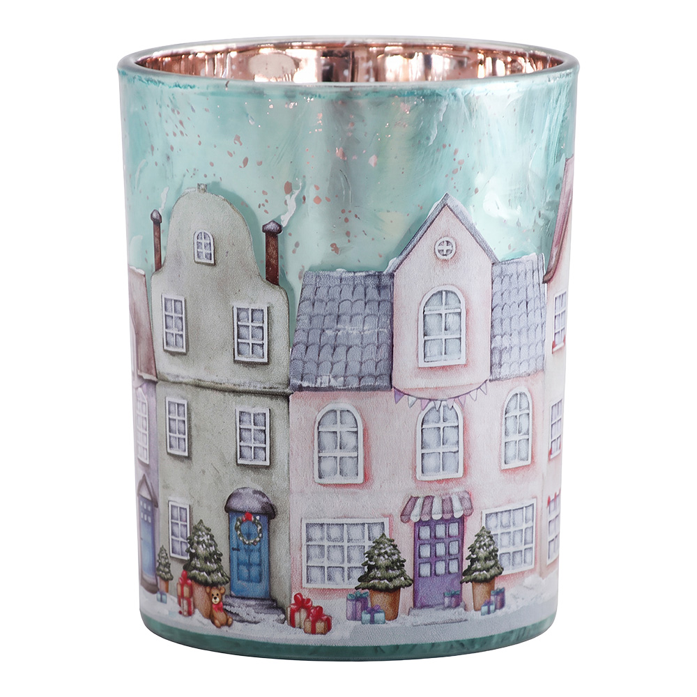 Tealight holder Blue Beige Ø 10x13 cm