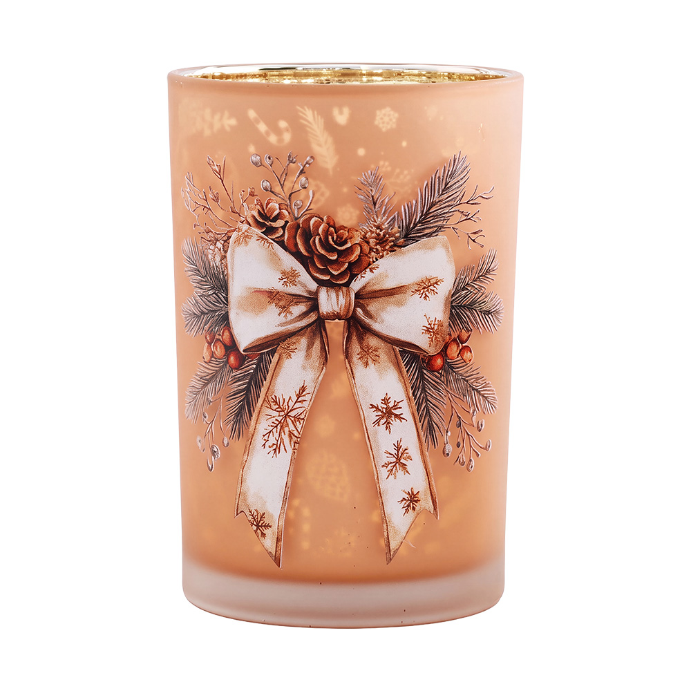 Porta tealight Marrone Bianco Ø 12x18 cm