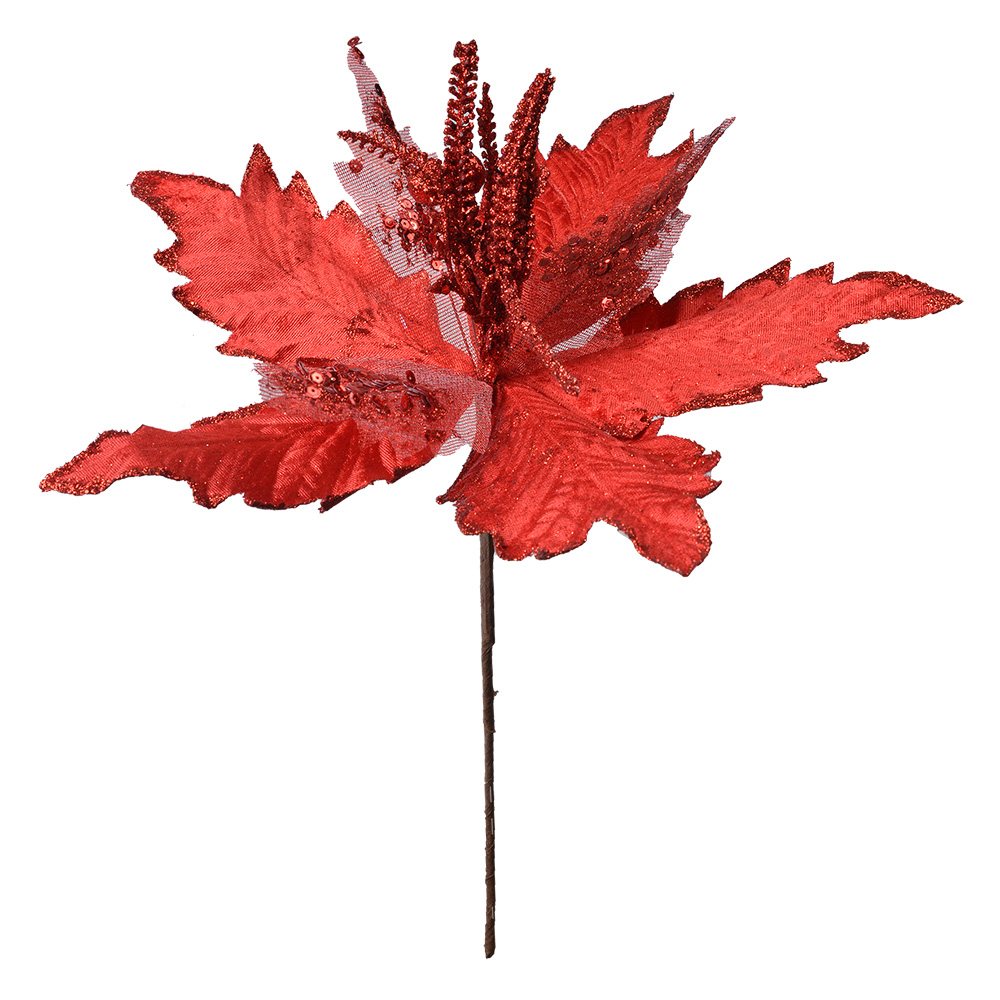 Christmas Decoration Flower Red Ø 34x42 cm