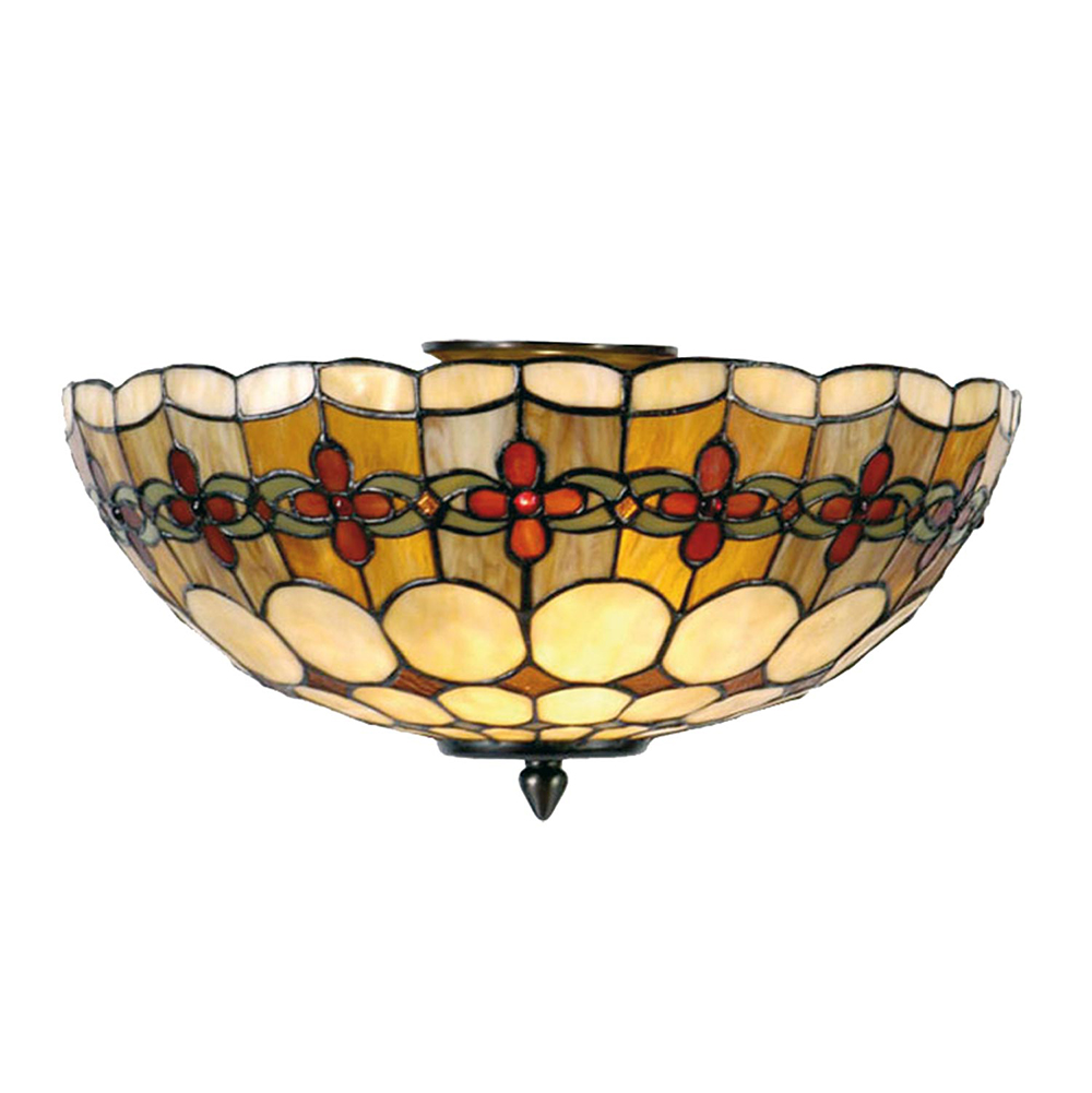 Lampe de plafond Tiffany Beige, Rouge Ø 40x24 cm E14/max 2x40W