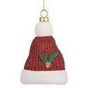 Anhänger Weihnachtsmütze Rot Weiß 7x4x10 cm