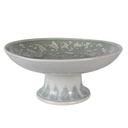 Plaque à gâteaux sur pied Blanc Vert Ø 26x13 cm