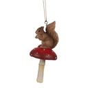 Decorazione pendente scoiattolo sulla fungo 4x4x9 cm