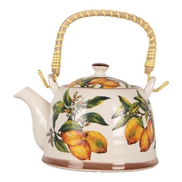 [6CETE0174] Teekanne mit Sieb Weiß Gelb 18x14x12 cm / 800 ml