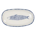 Dekoratives Tablett Beige Blau 30x16x3 cm