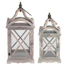 [50742] Laterne (2) Grau 33x33x73 / 25x25x56 cm