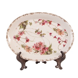 [6CE2028] Piatto Decorativo Beige Rosa 25x18x3 cm