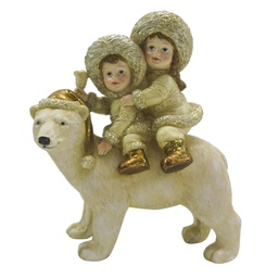 [6PR4820] Weihnachtsdeko Standbild Kinder Beige 13x7x15 cm