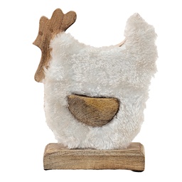 [6H2162M] Image de décoration le coq Blanc, Marron 15x5x19 cm