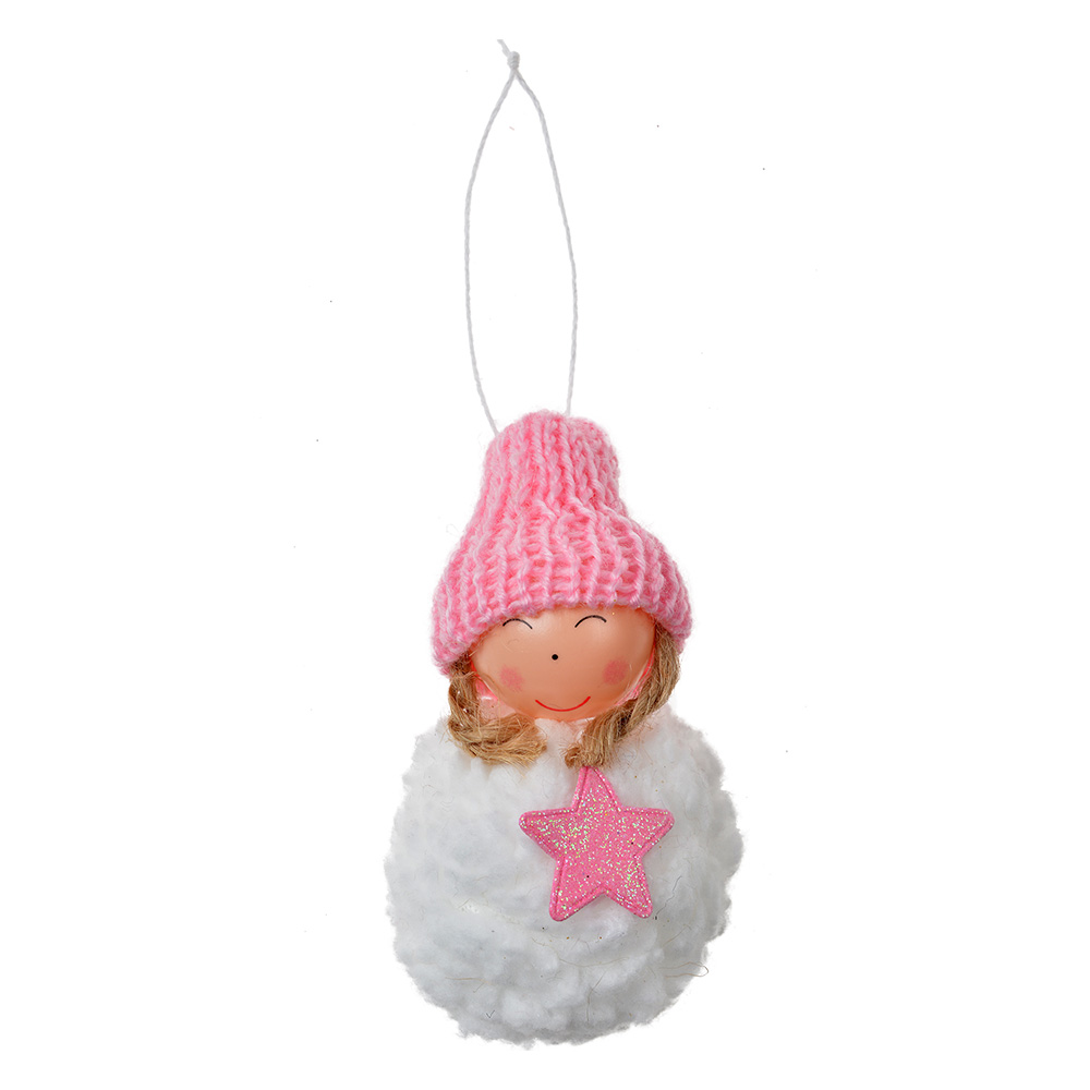 Anhänger Engel Rosa Weiß Ø 5x9 cm